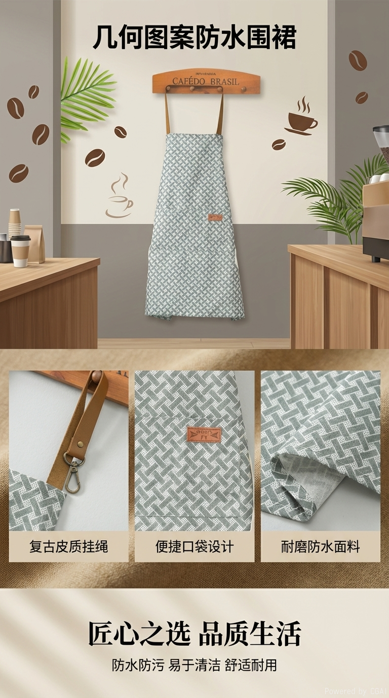 The household apron is oil-resistant and washable. The large apron is a durable kitchen utensware and a must-have for housewives pic 1