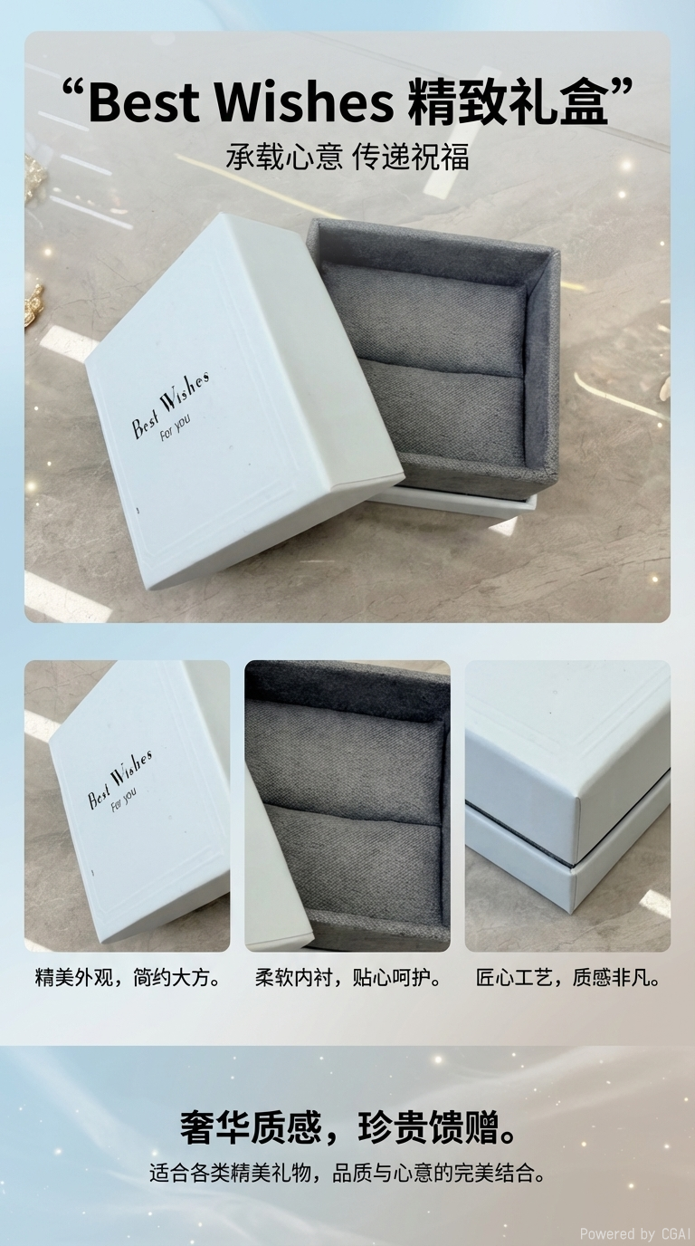 白色盒子收链项链手镯时尚收纳盒 简约设计多功能储物盒详情1