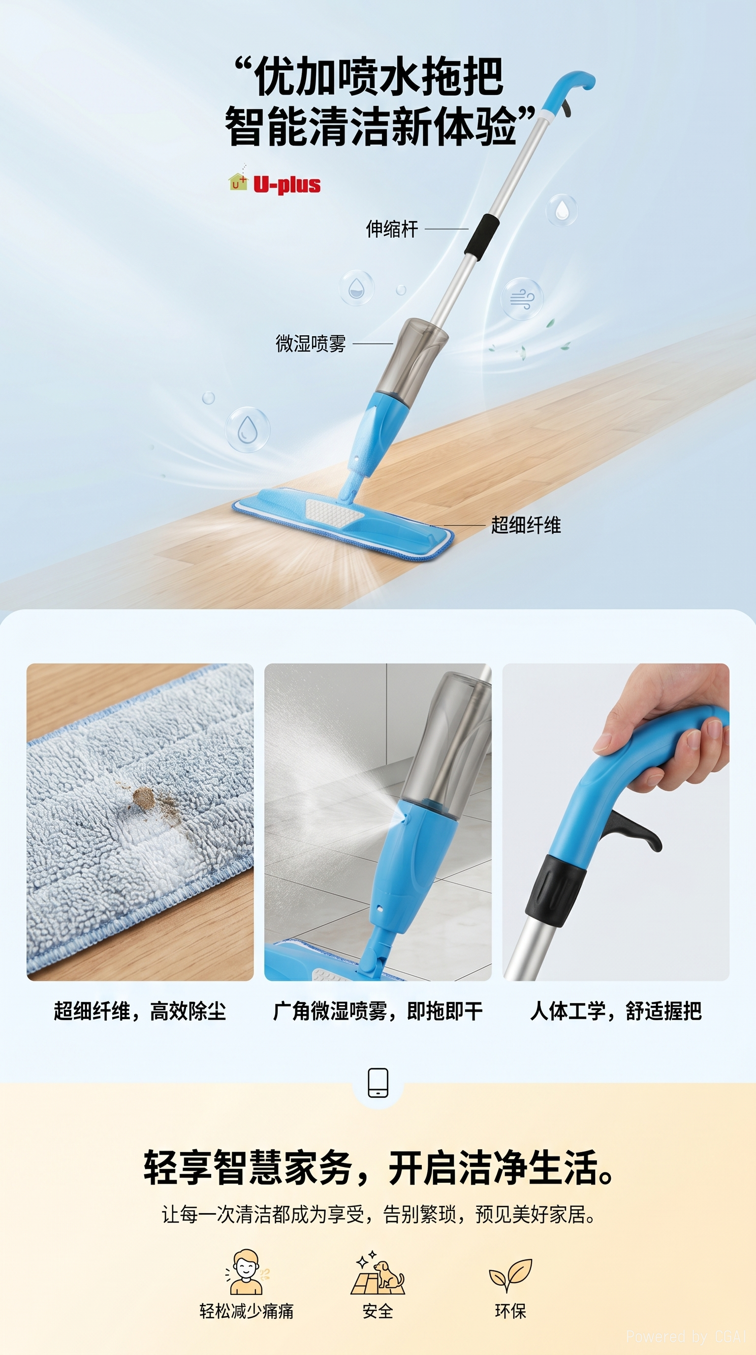热销爆款懒人神器喷雾喷水拖把高档木地板拖把厂家直销详情1