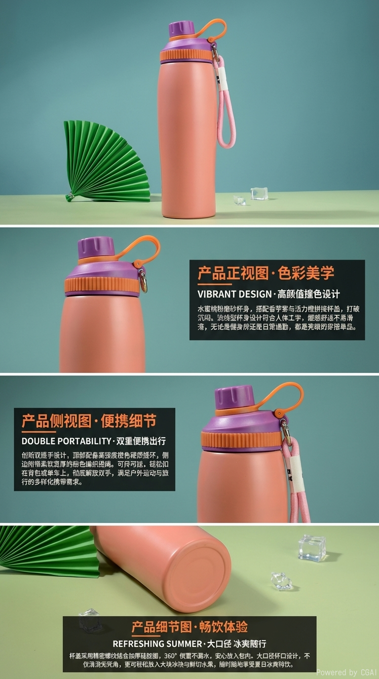 304 Thermos Flask Bottle Custom 650ML Vacuum Travel Bottle详情2
