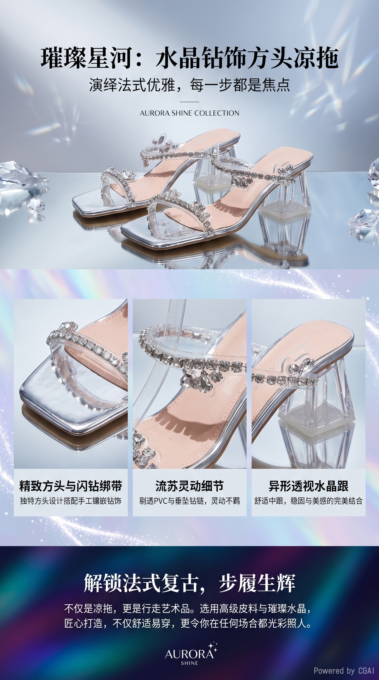 透明高跟凉鞋女夏季洞洞鞋带链条气质款Highheels详情1