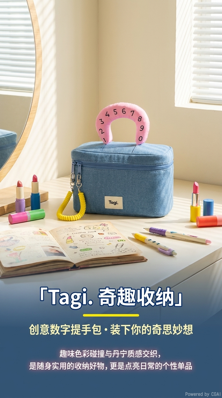 新款tagi包包收纳高级感便携防水化妆包小众设计高颜值手提旅行收纳包详情1