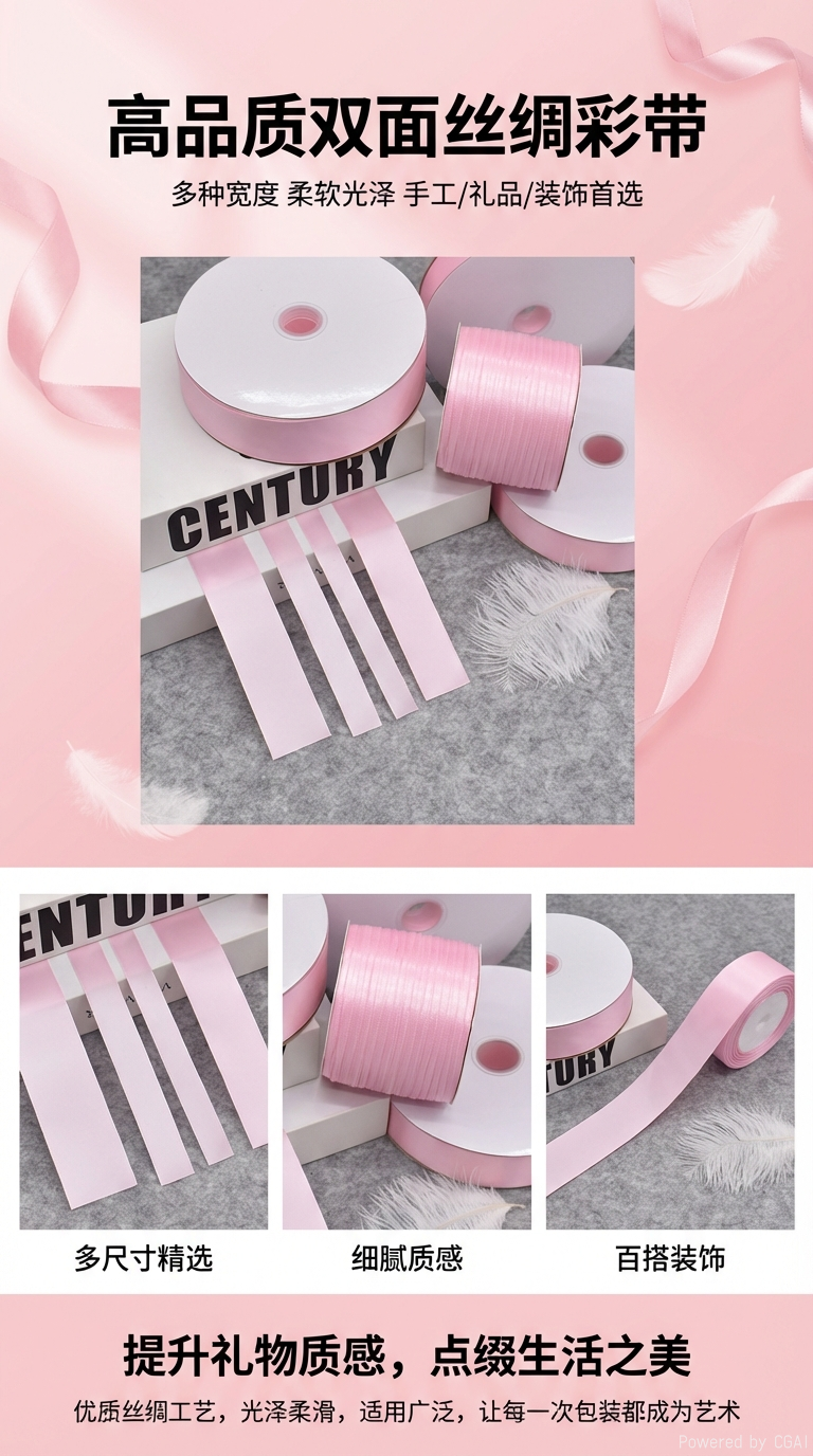 Pink ribbon ribbon roll decorative items, handcrafted materials, wedding and festival fabric decorations, DIY accessories pic 1