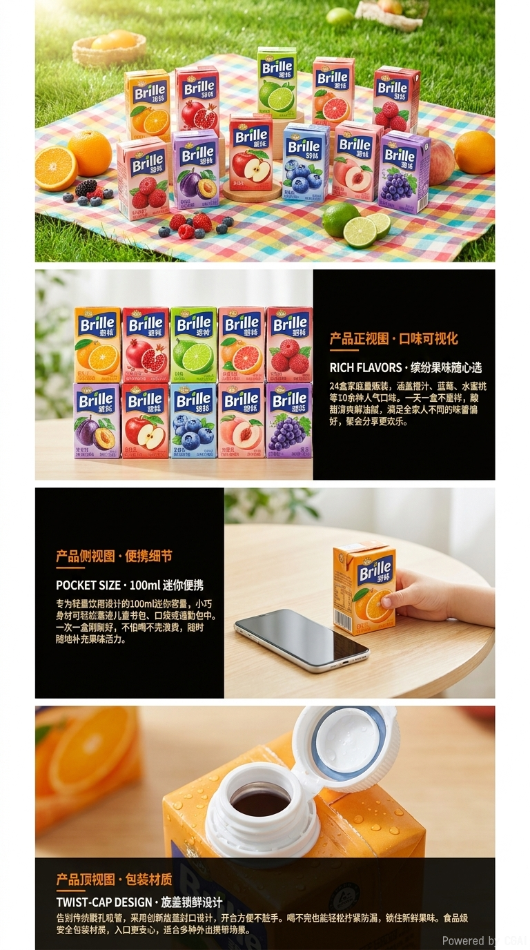 包邮！稼乐碧林果汁100ml 便携装鲜果萃取 果汁详情2