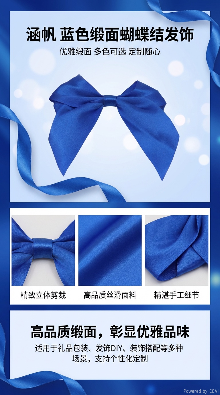 Factory wholesale handmade diy polyester satin ribbon bow webbing decorative accessories materials support customization pic 1