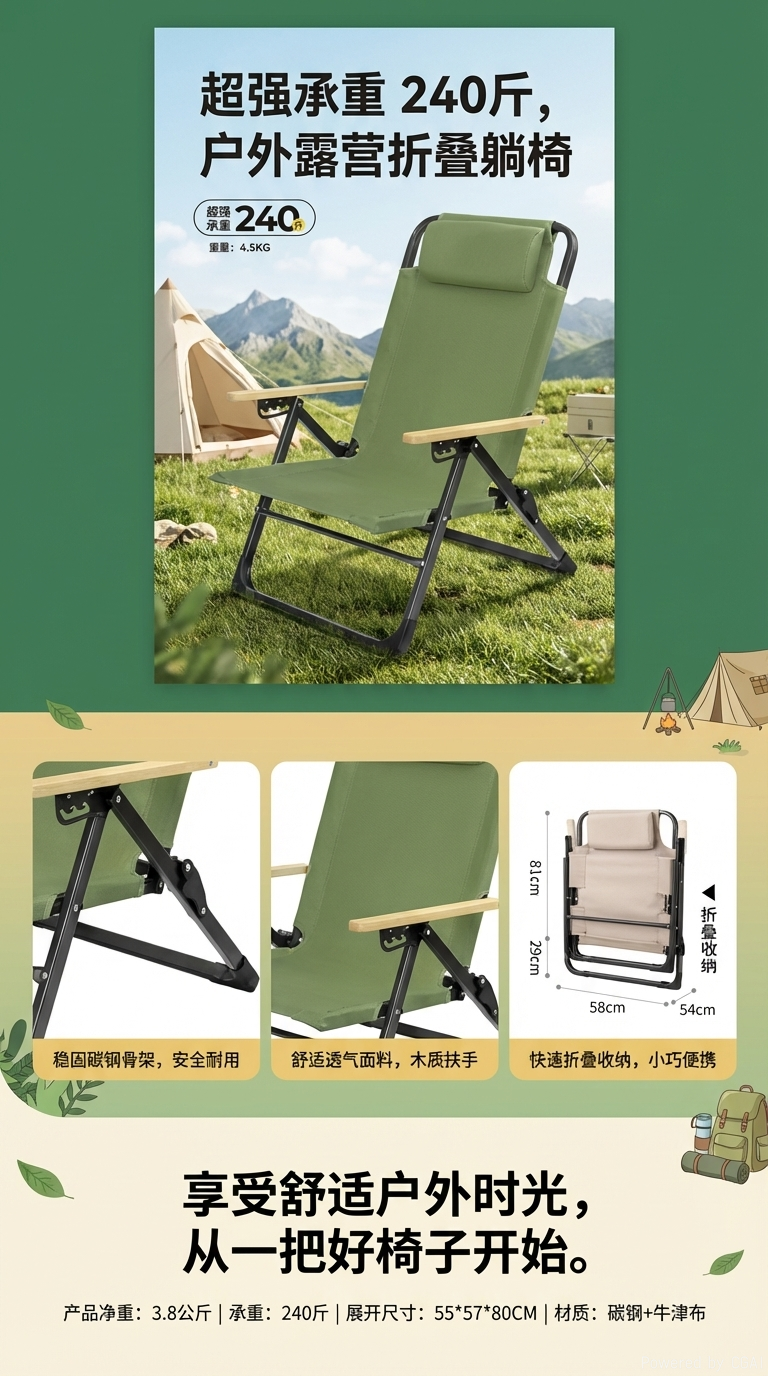 Camping outdoor folding backrest chair, portable and lightweight, casual wild dining chair, Yunxiao chair pic 1