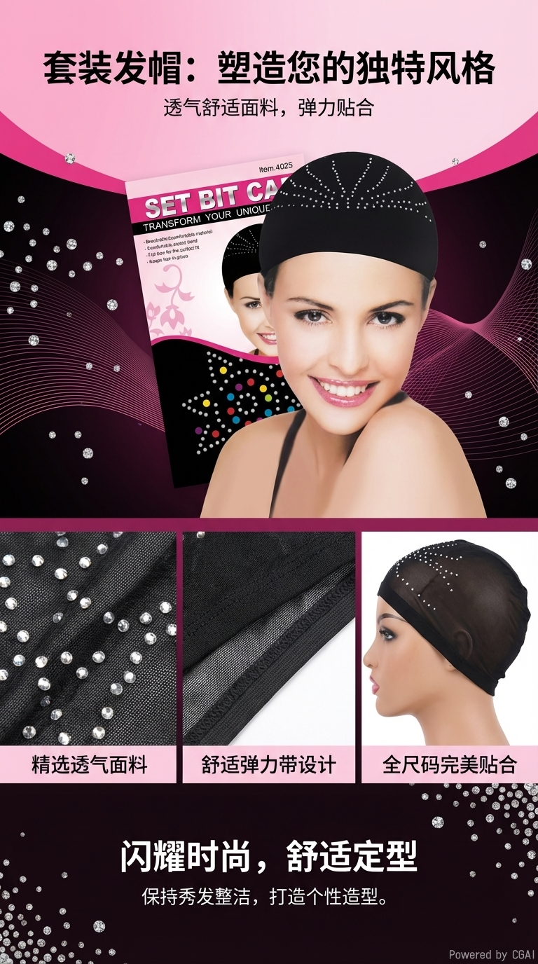 发网女士单面植绒蝴蝶结海绵弹力网详情1