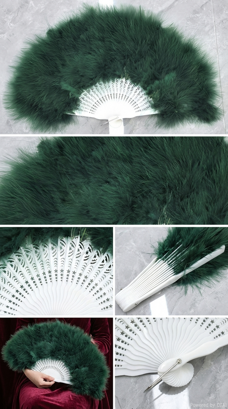 羽毛扇子女旗袍走秀折扇古风舞蹈汉服毛绒圣诞节装饰品详情3