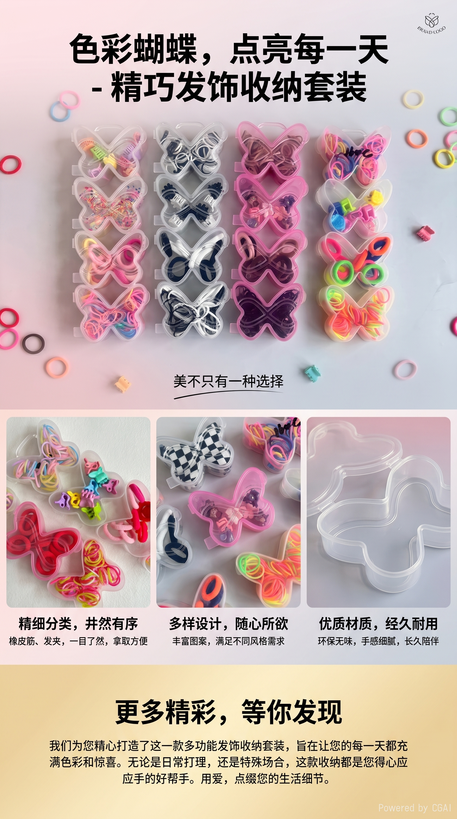 爱心形状发饰皮筋套组 含彩色发圈发绳发绳女士拼接韩版详情2