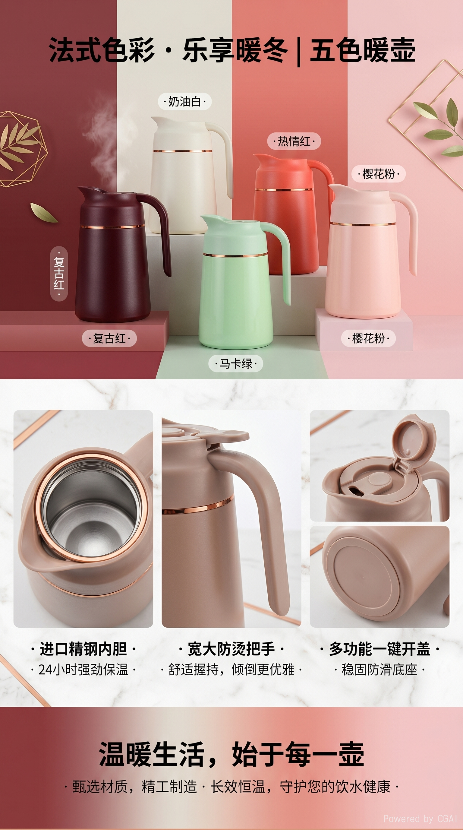 新款不锈钢保温壶焖泡茶壶咖啡壶316一键按压出水泡茶壶礼品壶1800ml详情1