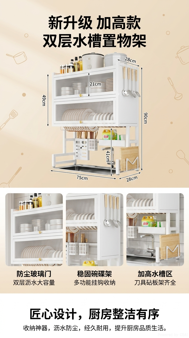 跨境厨房置物架缝隙收纳神器15cm厨房用品收纳架DMLS-75-2详情1