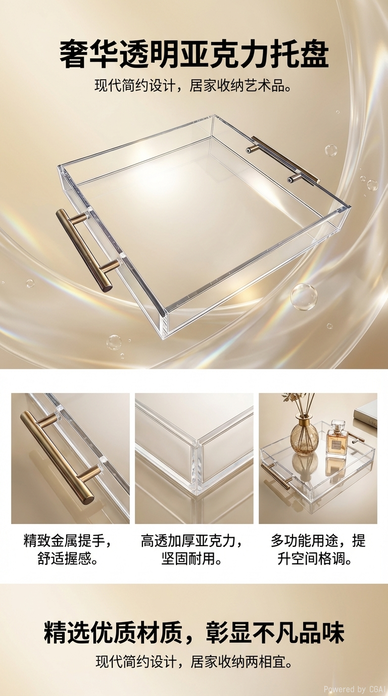 透明亚克力托盘主体其他有机玻璃制品详情1