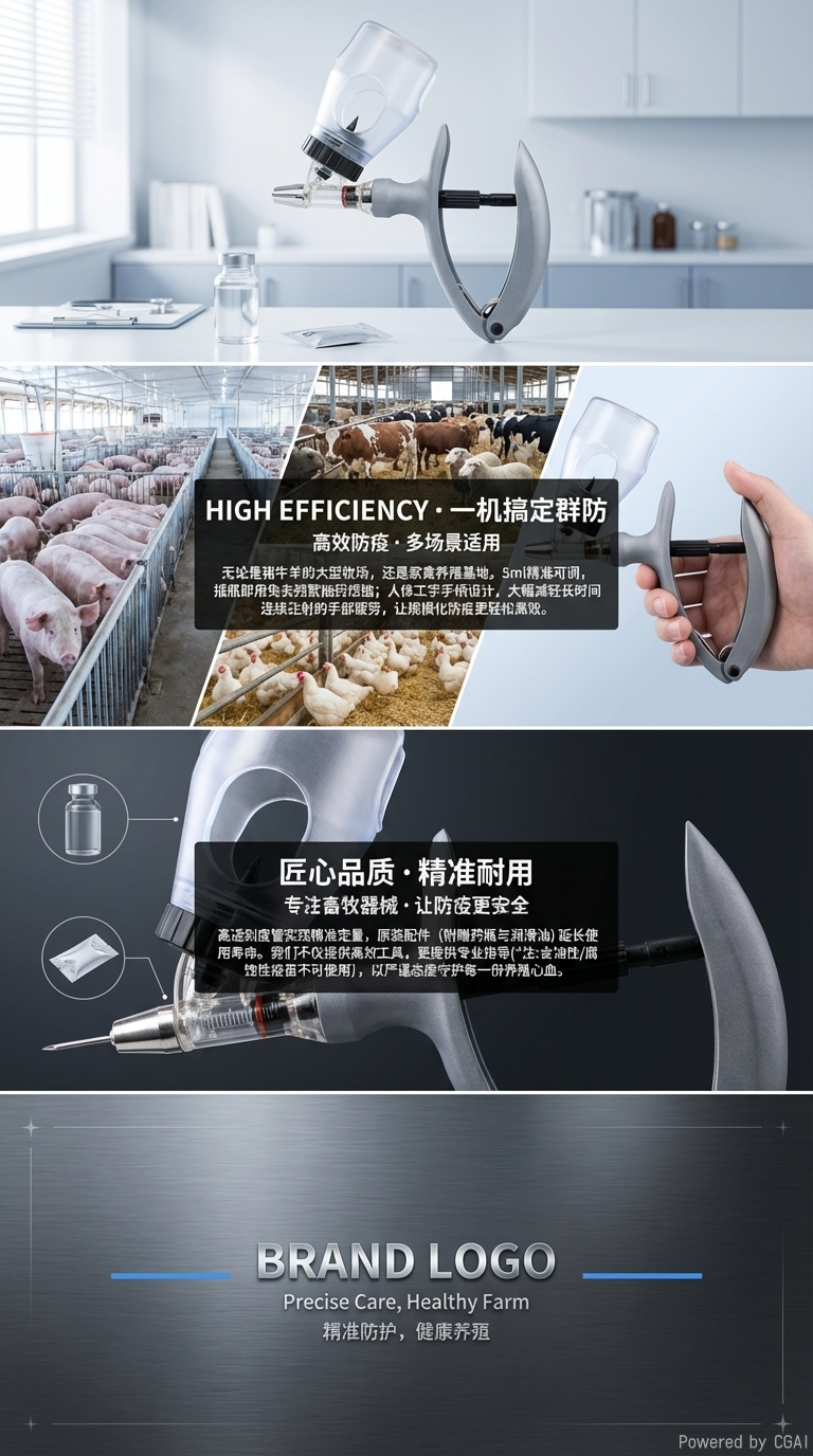 Bottle-type continuous syringe, adjustable continuous syringe for pigs, chickens, ducks, geese and animals pic 3