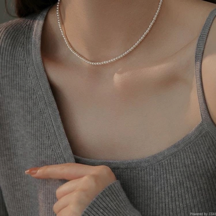 Yunyi Shijia 3-4mm Xiaomi Pearl Necklace, Classic freshwater pearl S925 silver clasp and chain, Fine gift, Festival gift in stock pic 4
