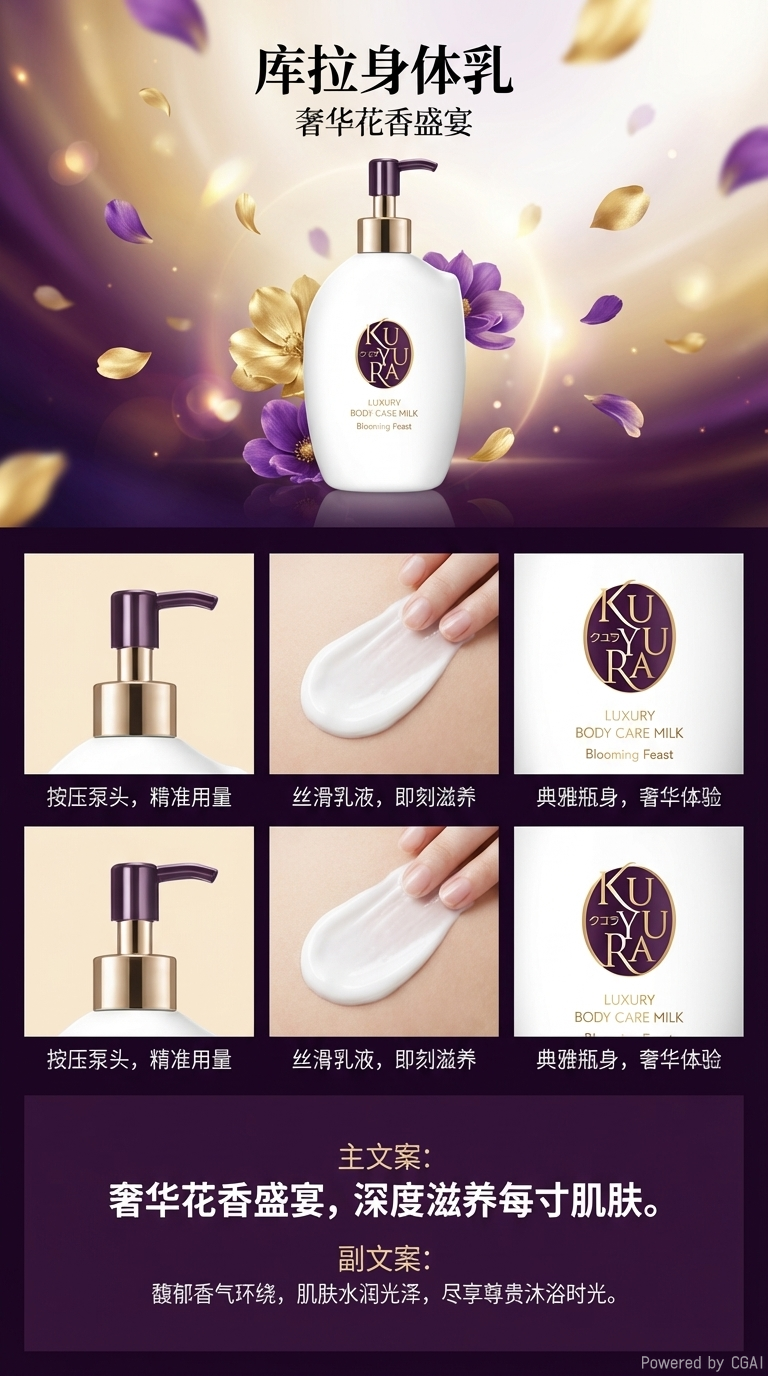 可悠然奢宠美肌身体乳（蜜恋馨语）300ml详情1