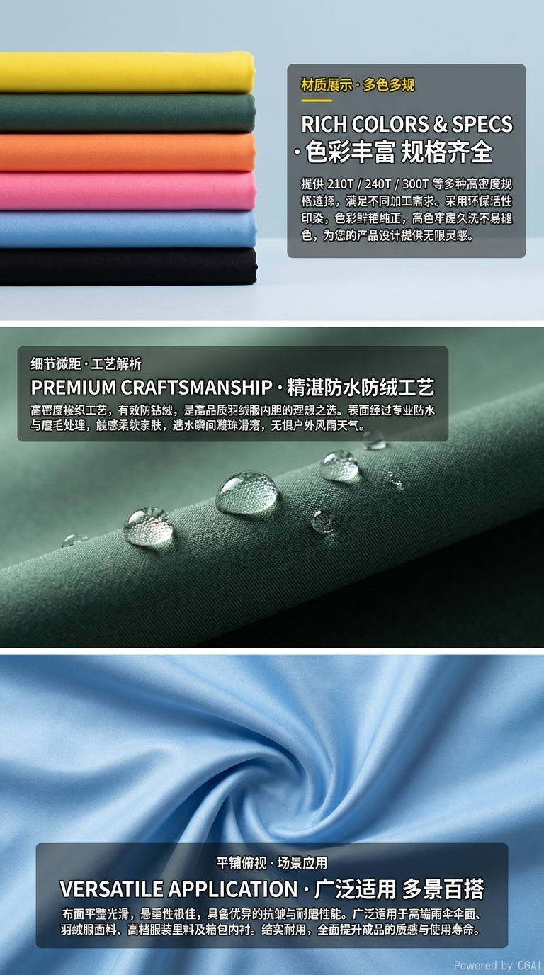 义乌春亚纺沙发巾面料雨衣面料优质布料春夏适用衣服布料义乌雨衣面料详情2