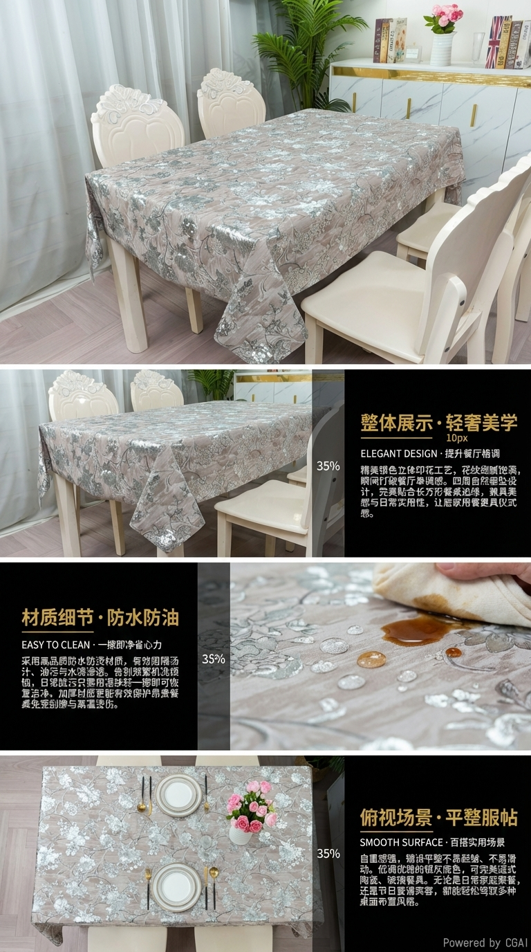 跨境田园风免洗PVC桌布ins防水防油新中式防烫长方形餐桌布批发2桌布pvc布桌布pvc详情2