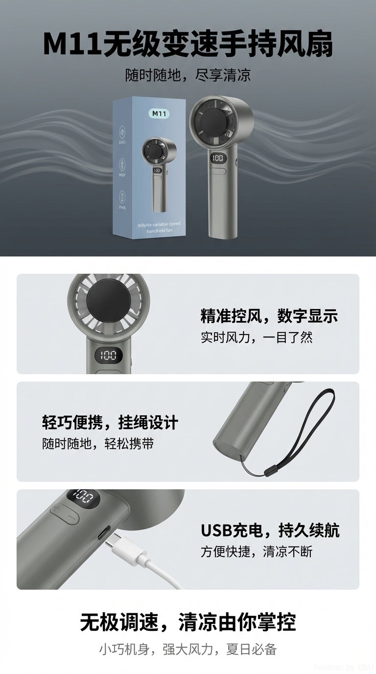 迷你手持高速风扇电风扇小风扇手持扇便携式降温神器详情1