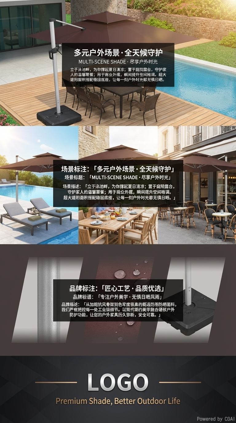 星辰户外遮阳伞庭院伞罗马伞室外大太阳伞阳台露台花园露天户外伞详情3