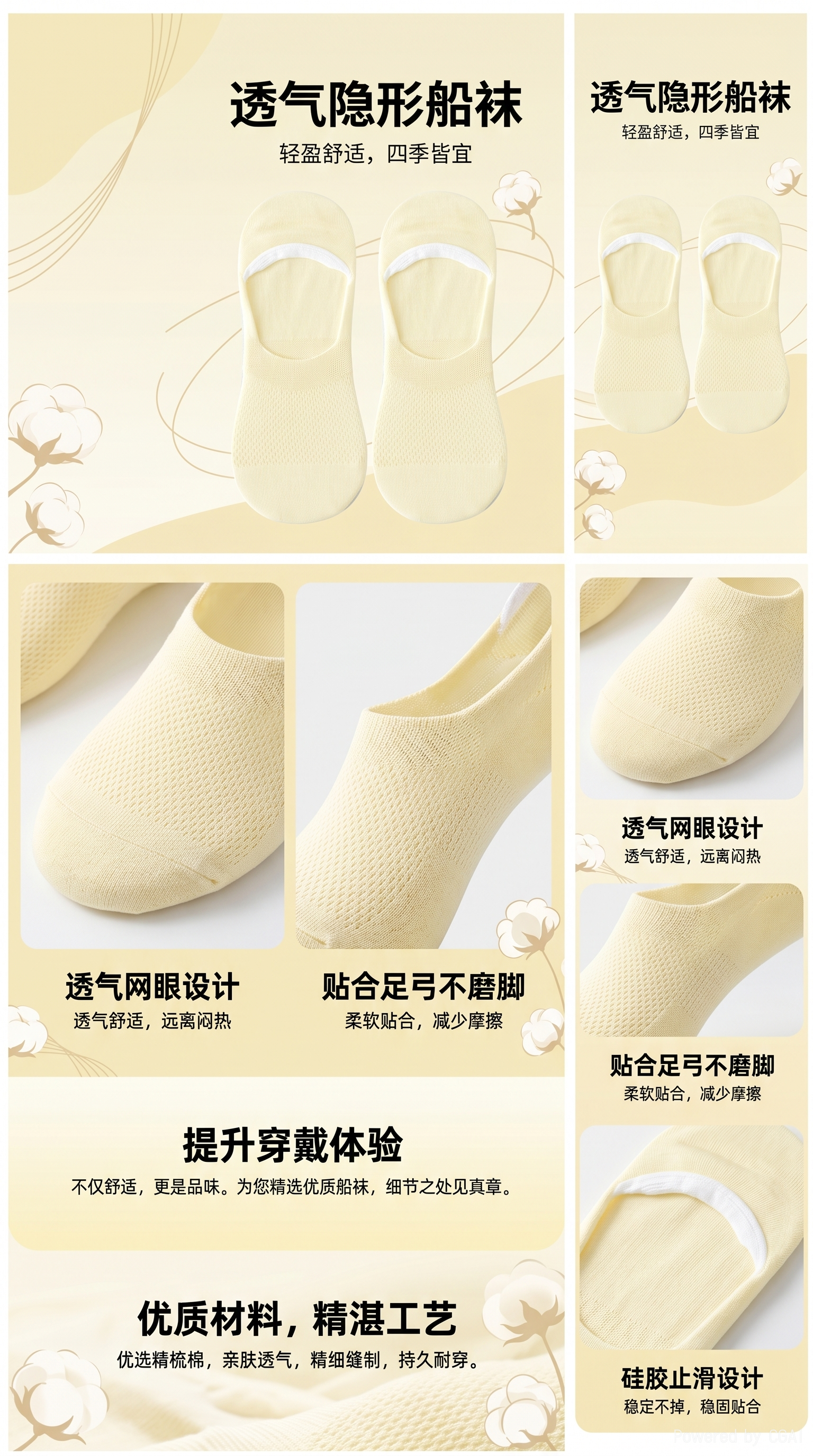船袜女夏天薄款防滑短袜浅口隐形袜纯色无骨缝合女袜网眼袜子女153716060详情1
