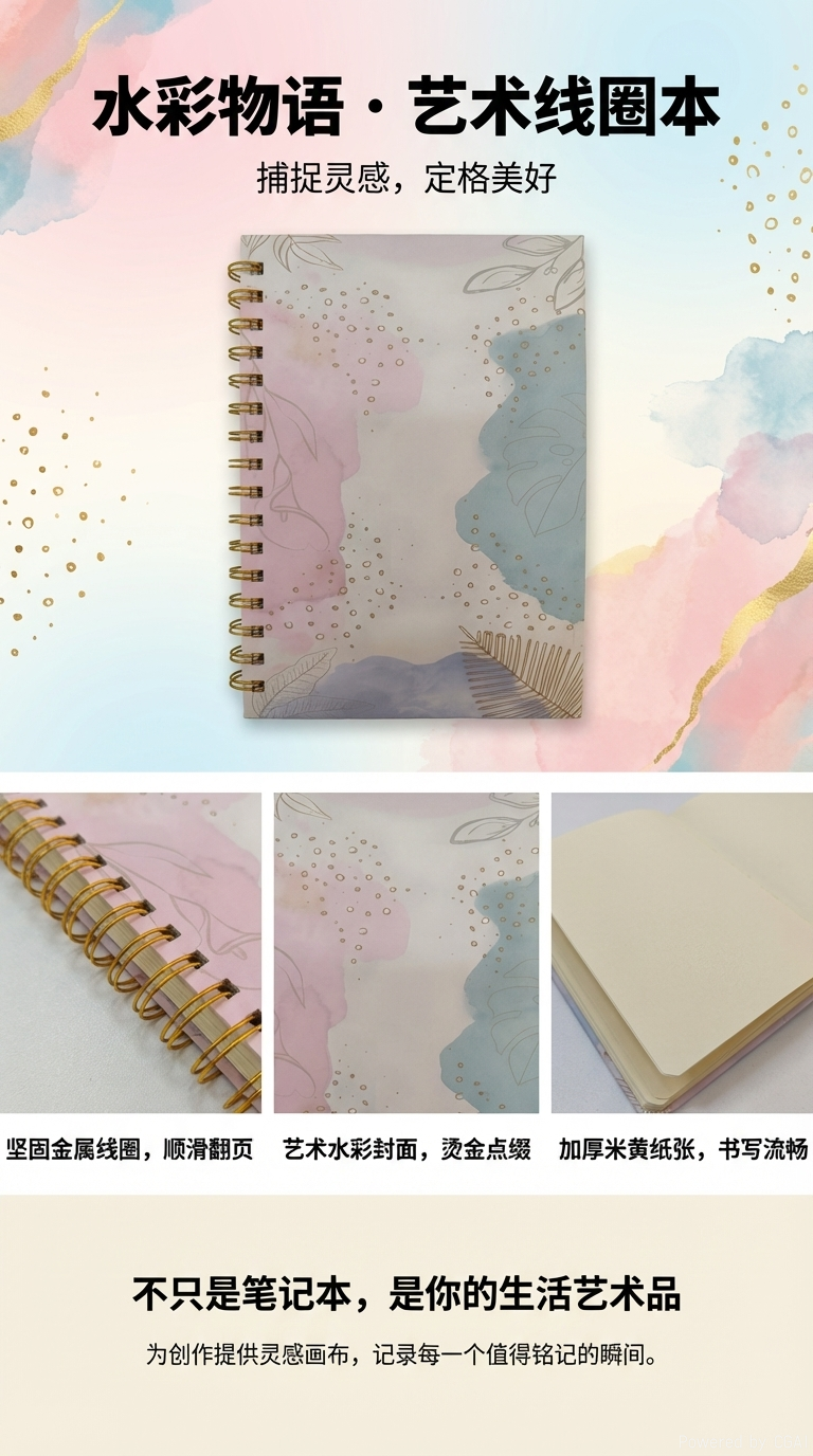 Donghu Paper Products A5 Simple watercolor Coil Notebook, office and student universal notebook stationery, high appearance level, portable notebook pic 1