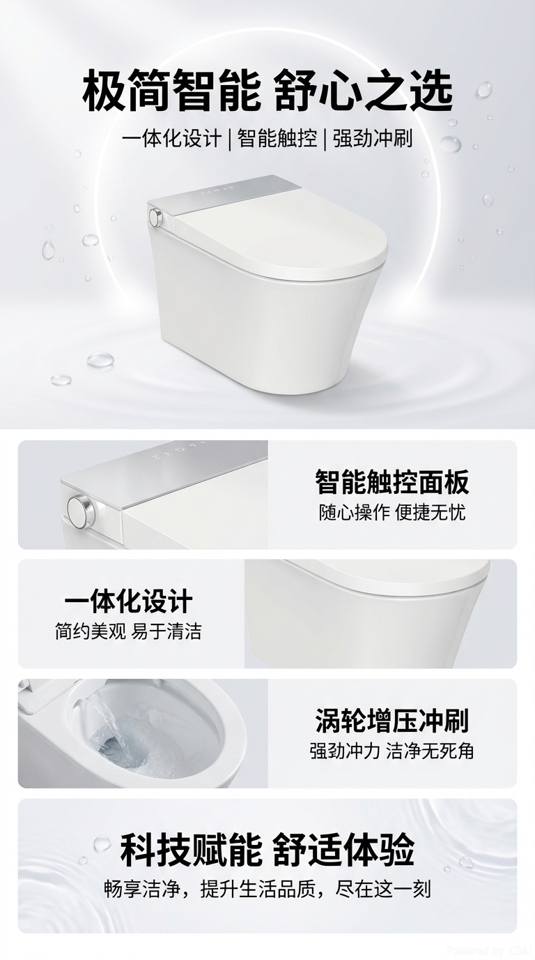 XW-2215智能马桶Zero-pressure Flushing Antibacterial Seat详情8