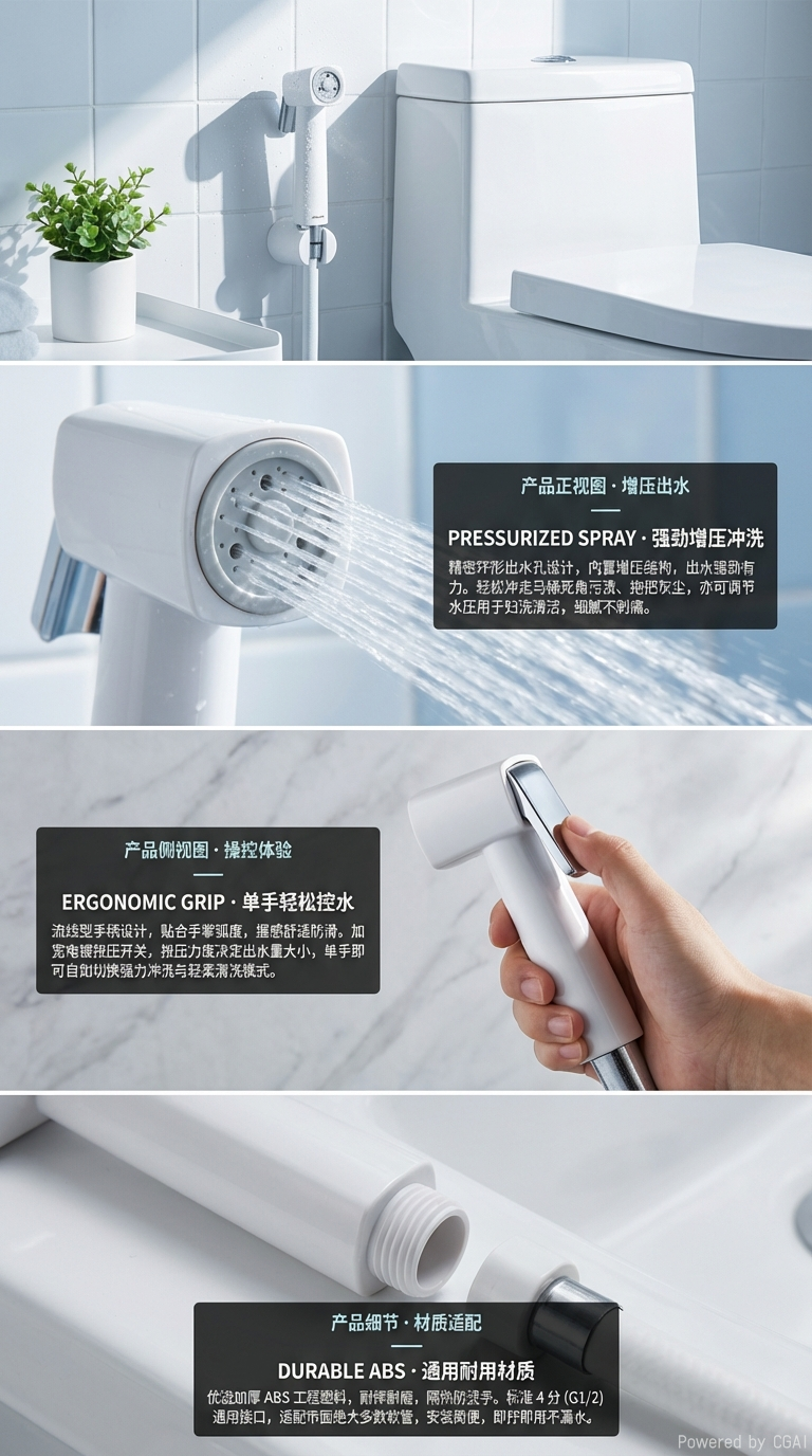 花洒喷头增压四吋妇洗器手持式卫浴花洒喷头详情2