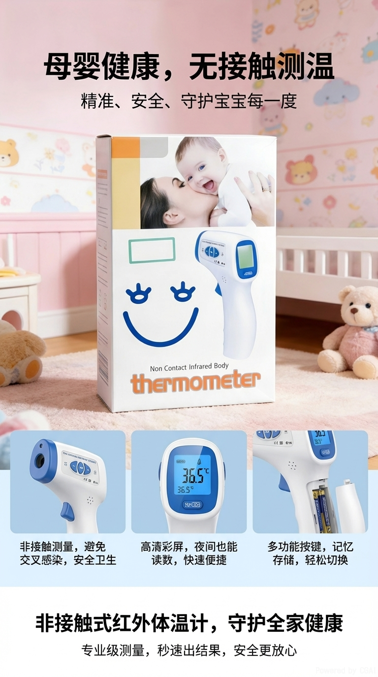 电子体温计外贸出口摄氏度华氏度数字智能跨境电商家用医用测温计详情1