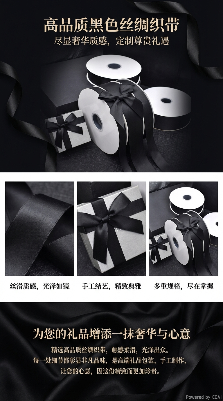 Black ribbon gift box, souvenir packaging box, exquisite gift box, gift packaging box, suitable for many occasions pic 1