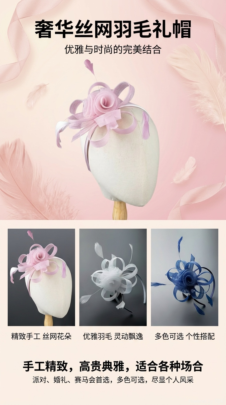 1件女士网纱迷人头饰万圣节圣诞节角色扮演新娘婚礼茶会配饰生日礼物赛马德比帽教堂帽带发箍详情1