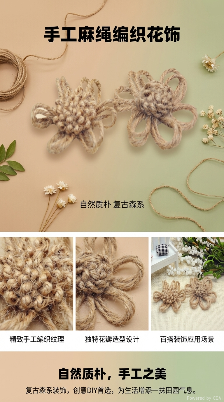 手工编织花小吊坠绳蜡线72号玉线加金水晶弹力线编织材料详情1