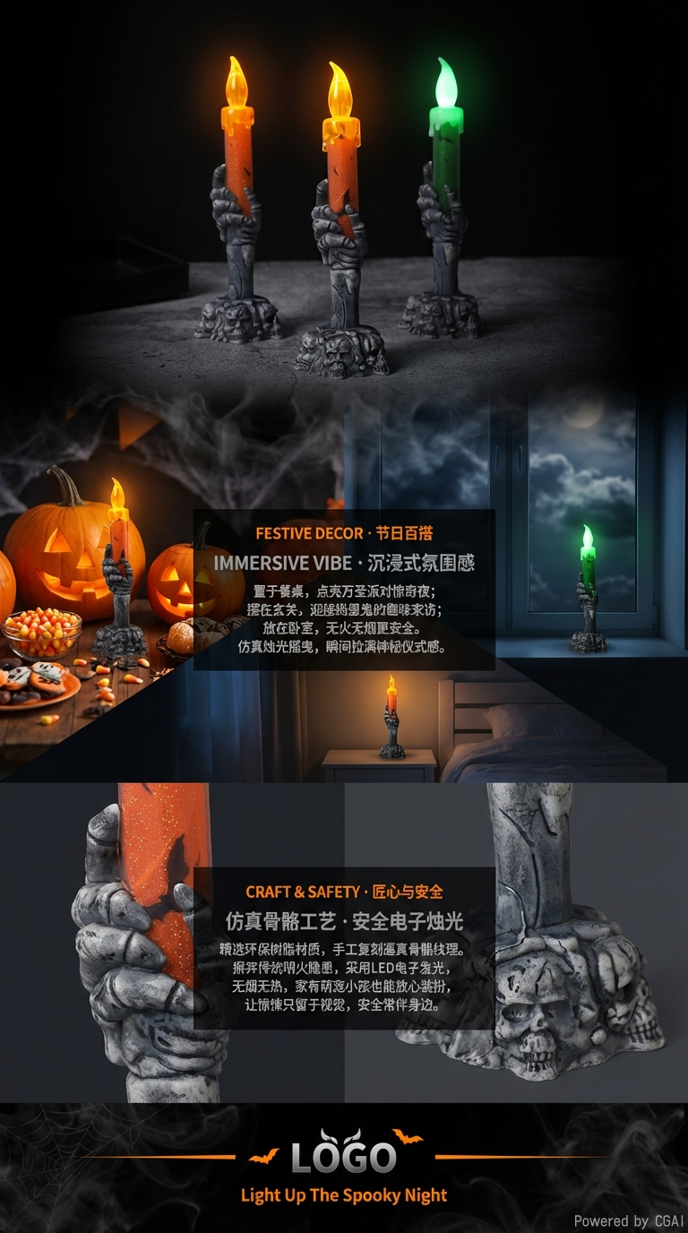 万圣节小号鬼手蜡烛灯蜡烛台装饰小夜灯酒吧派对布置道具摆件详情3