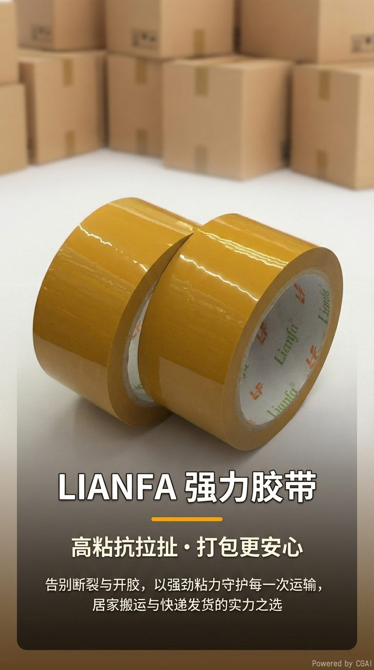 联发黄色封箱胶带物流工厂打包胶带厂家直销详情1