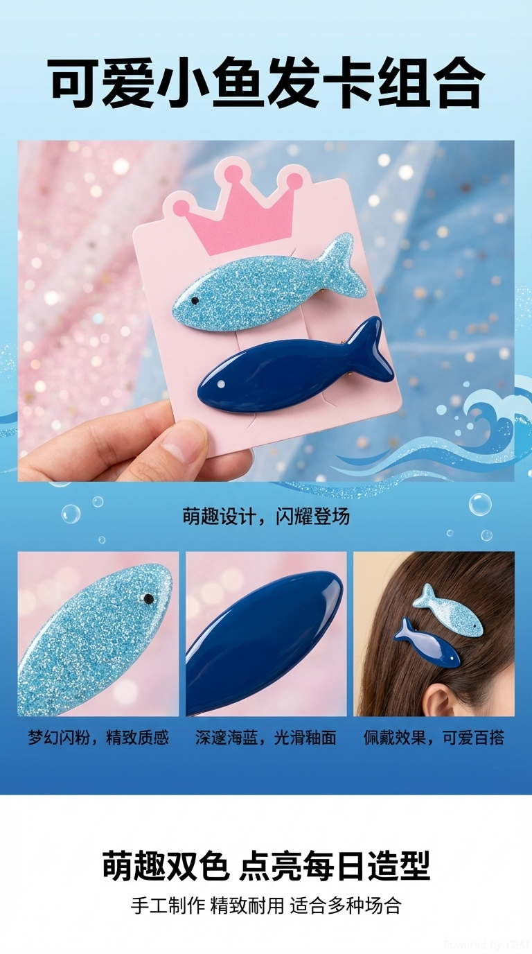 亚克力儿童抓夹发卡发饰可爱时尚造型发夹100315556详情1