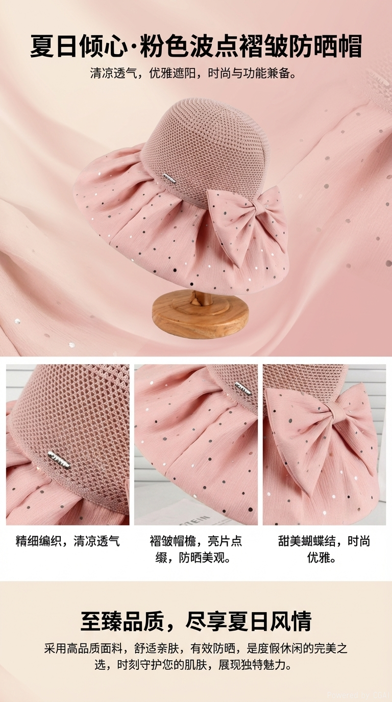 夏季新款时尚防晒帽女士户外休闲太阳帽出行旅游可折时尚叠遮阳帽详情1