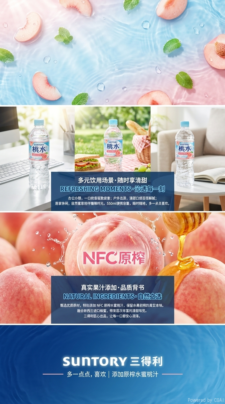 Free shipping! Suntory Peach Water 550ml Sweet and Refreshing, not greasy, exercise Hydration, Meal Relief, White Grape Juice Drink pic 3