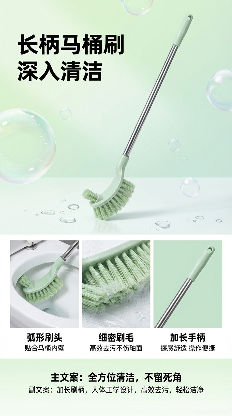 Toilet brush, toilet cleaning brush, bathroom and washroom magic tool, durable and practical toilet brush, toilet brush with long handle and thick rod, toilet brush, squat toilet brush, hard bristle cleaning brush, bathroom wall-mounted toilet brush wholesale pic 1