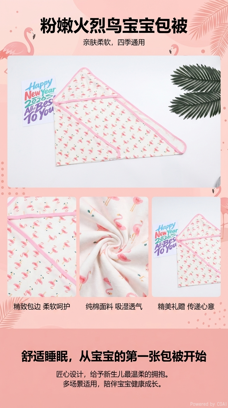 婴儿纯棉双层纱布抱被包巾浴巾被套装礼盒新生儿用品包单Blanket双层纱布新生儿用品包被包单Blanket详情1