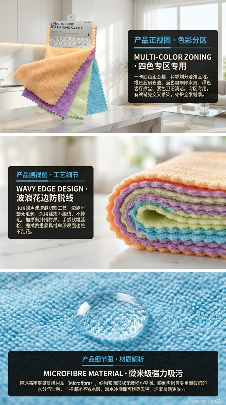 超细纤维小方巾厨房洗碗刷锅家用清洁卫生擦手巾详情2
