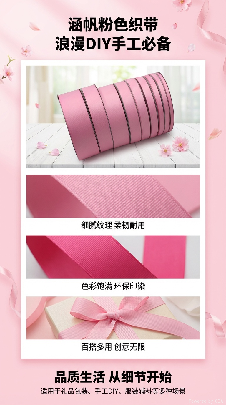 Pink ribbon ribbon roll decorative items, handcrafted materials, wedding and festival decorative accessories, soft and delicate pic 1