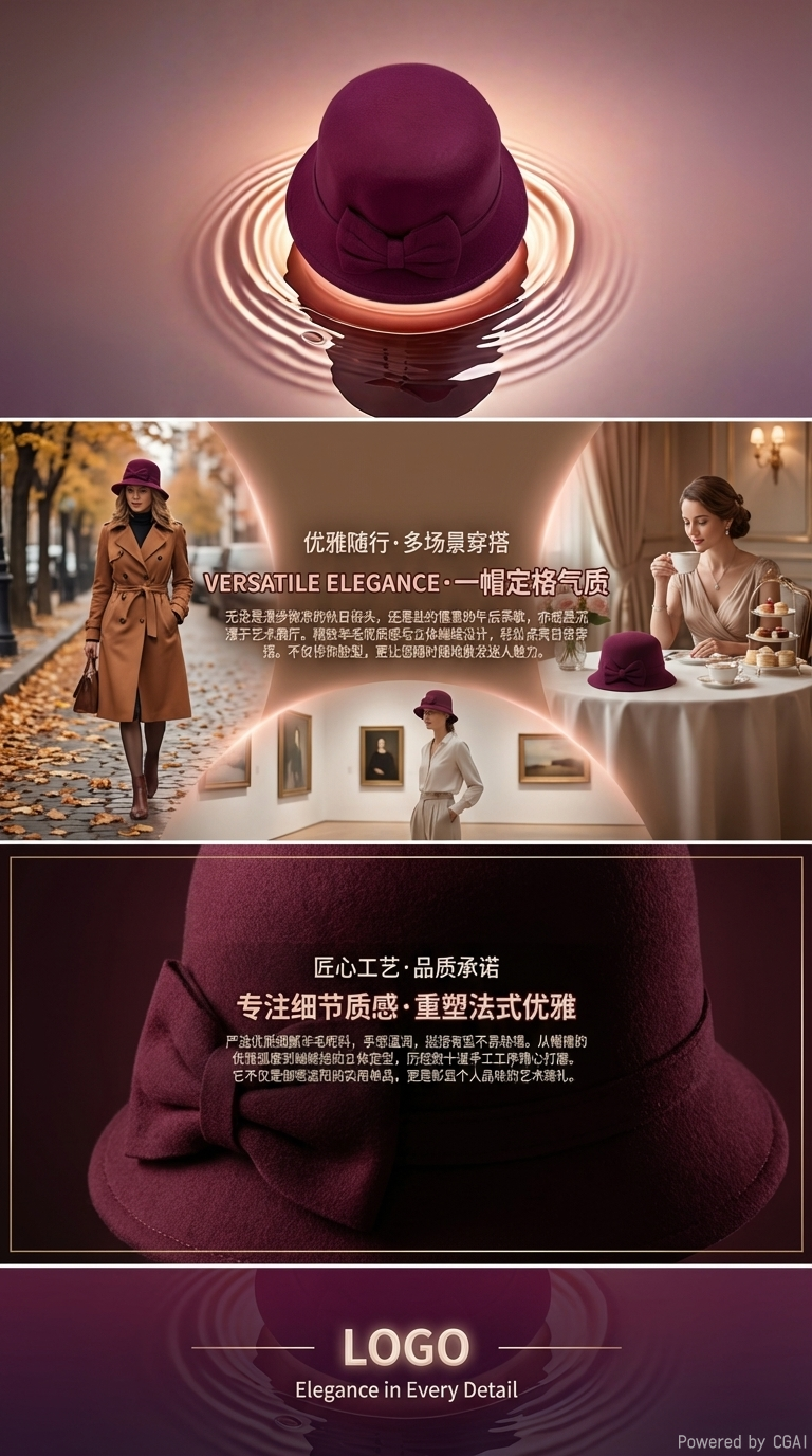 经典礼帽时尚女士帽子简约百搭春秋款外贸详情3