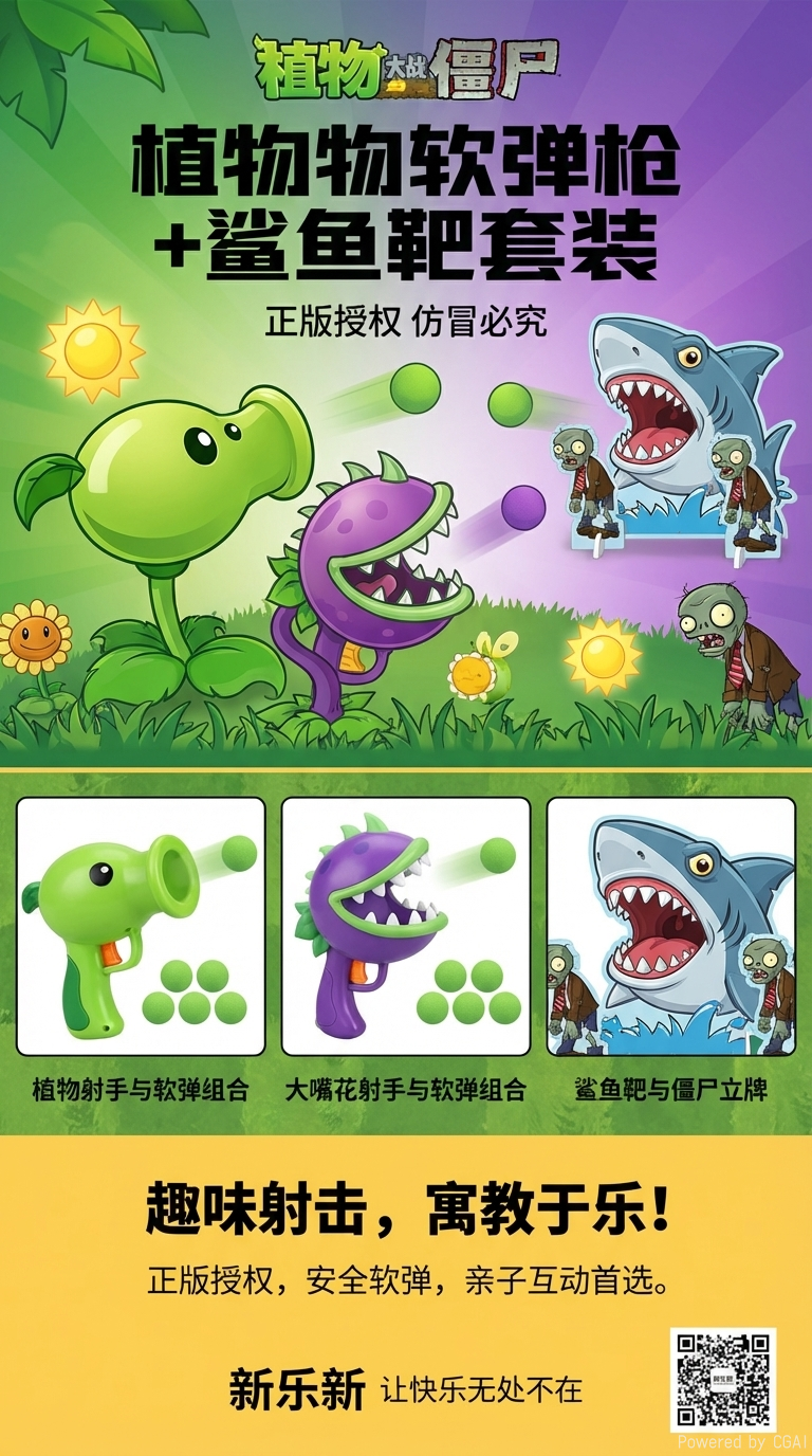新乐新R604植物软弹炮+鲨鱼靶（3款混）详情1