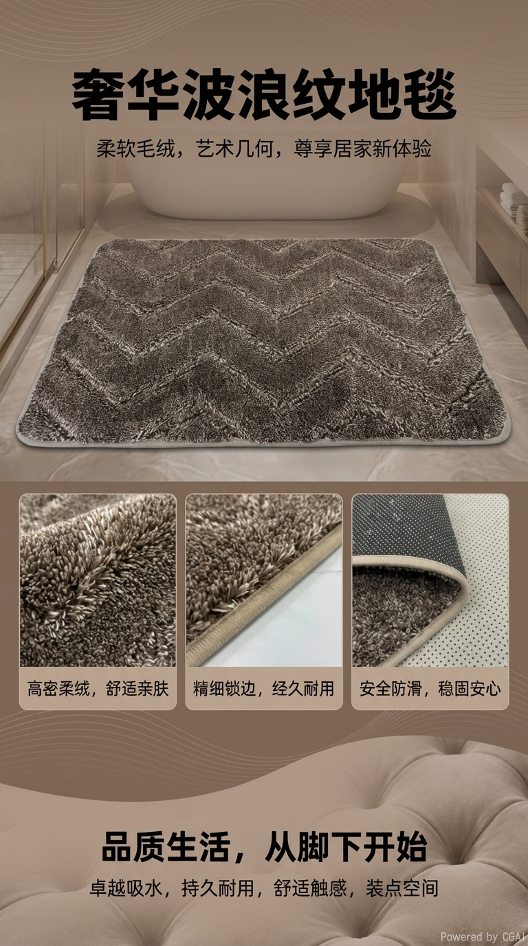 Anti-slip floor MATS for living rooms and bathrooms, simple, wear-resistant, absorbent and soft carpet floor MATS for cross-border export pic 1