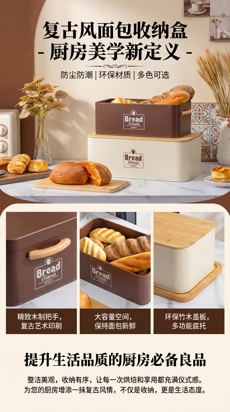 竹盖收纳盒 面包零食罐 详情1