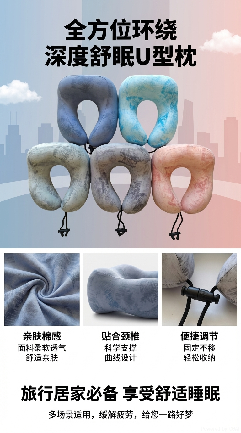护颈枕记忆枕U型枕助眠睡眠仪舒适透气放松颈椎详情1