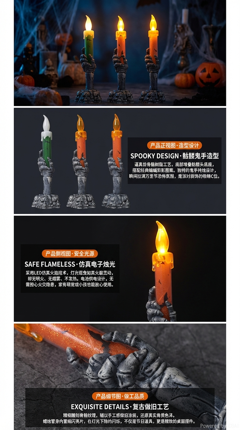 万圣节小号鬼手蜡烛灯蜡烛台装饰小夜灯酒吧派对布置道具摆件详情2
