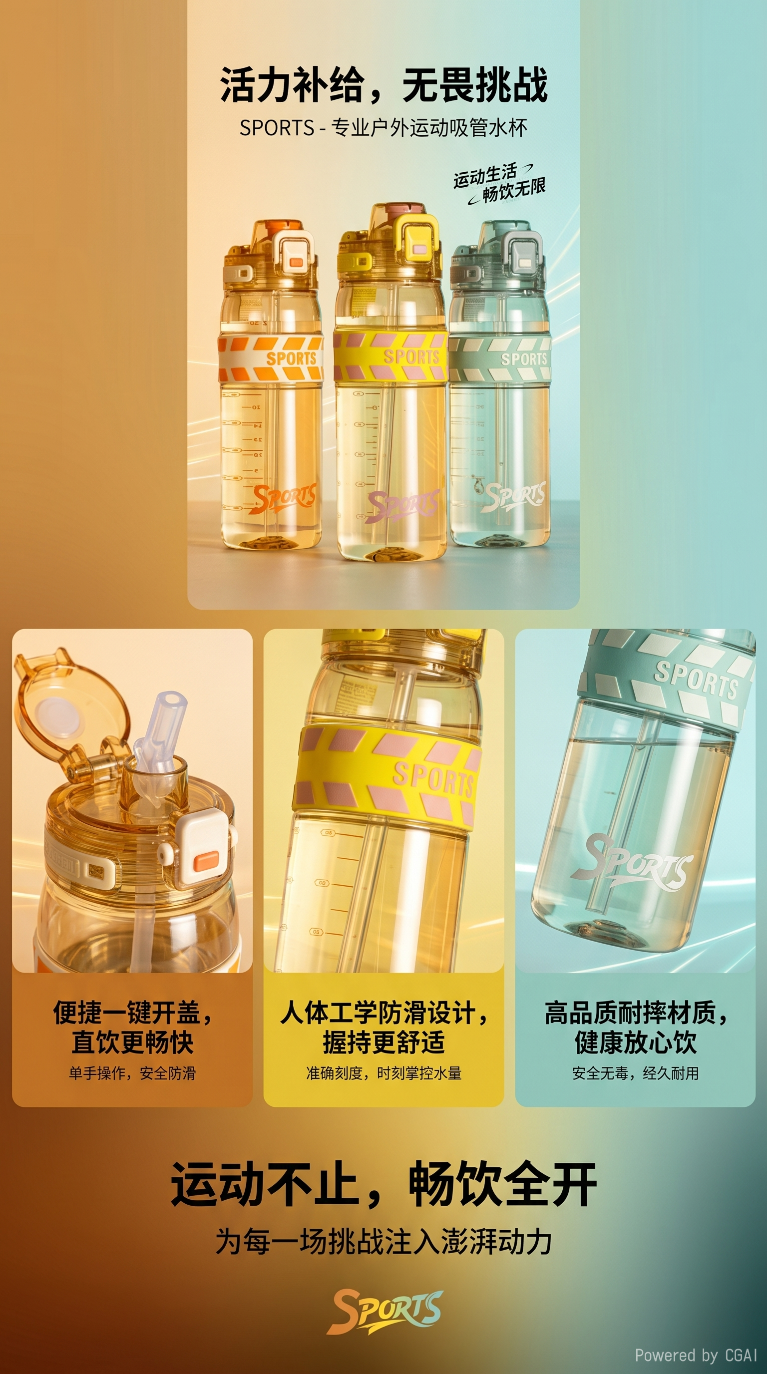 Duckbill sports straw cup, plastic cup, clear and transparent, elastic lid, straw with scale, water cup, durable when going out, high appearance level, 750ML, no pic 1
