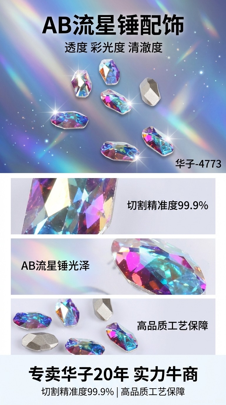 Huazi genuine 4773 pointed-bottom meteor Hammer nail drill Swarovski unpacked and revealed DIY live streaming special price crystal pic 1