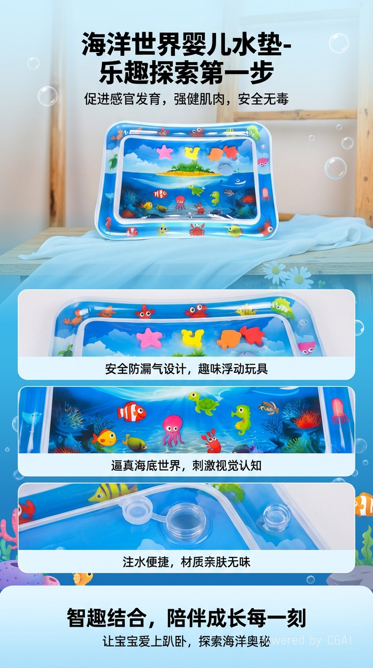 海洋主题婴儿爬爬垫填水夏天凉爽详情1