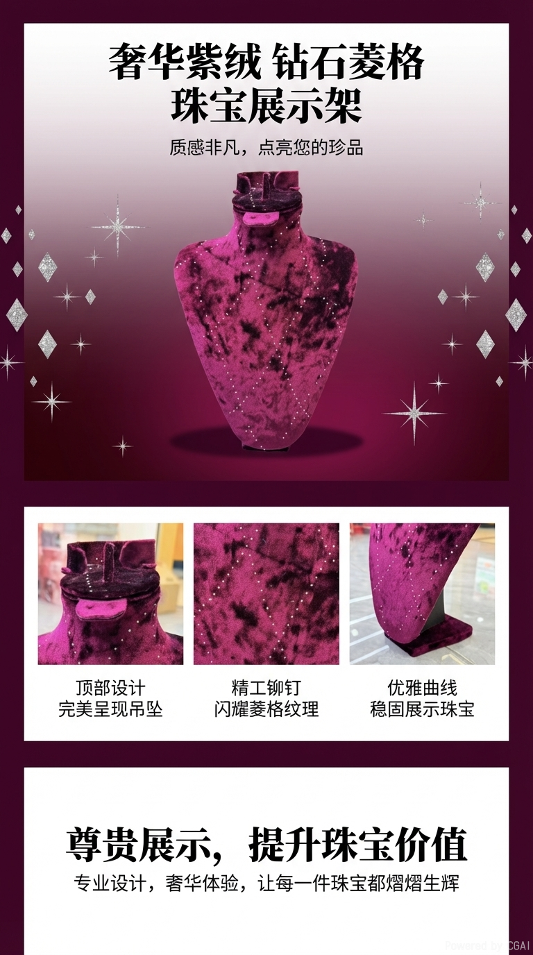 大鹏展架紫色天鹅绒项链展示架收纳展示架货架模特展示架展示架详情1